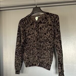 Shu Shu  sz S Women's Gray Cardigan Button Sweater Dragonflies, Insects, Bees